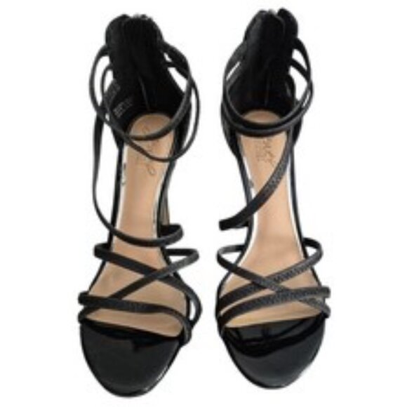 JEWEL BADGLEY MISCHKA BLK GLITTER HEELS WITH ZIP BACK SX 6 NEW WITHOUT BOX - Picture 3 of 4